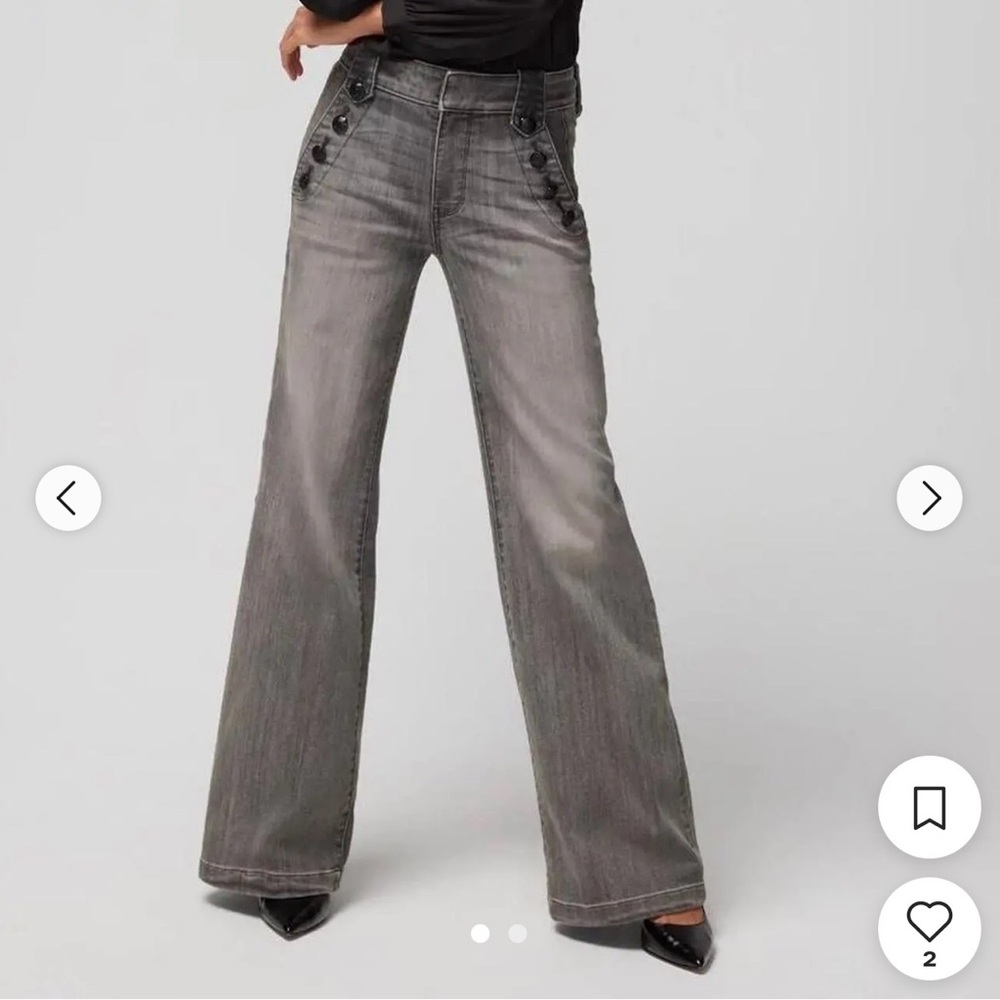White House Black Market Gray High-Waisted Jeans Wide Leg Jeans sz8